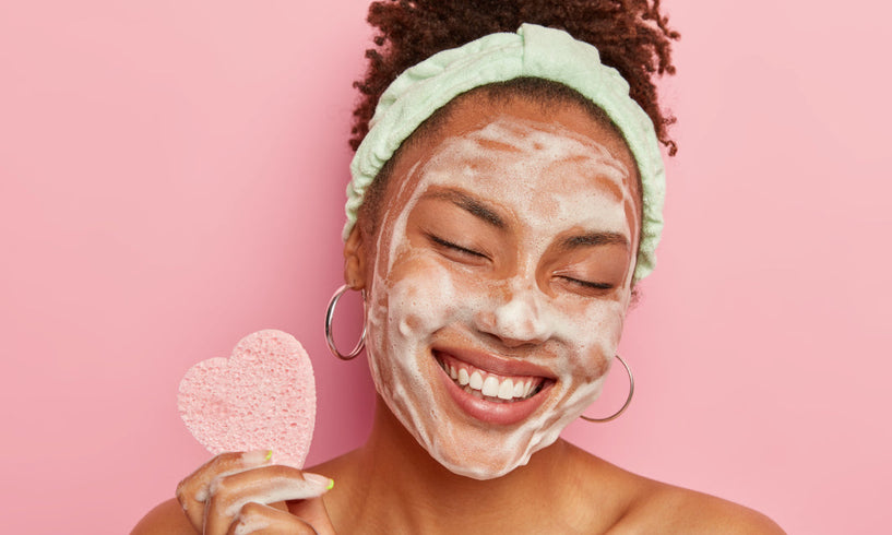 teen girl using face wash