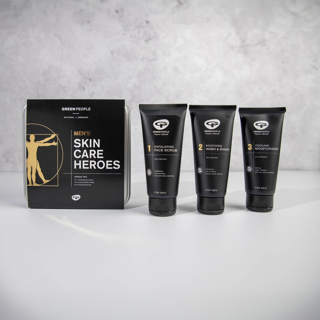 green people for men skin care heroes routine